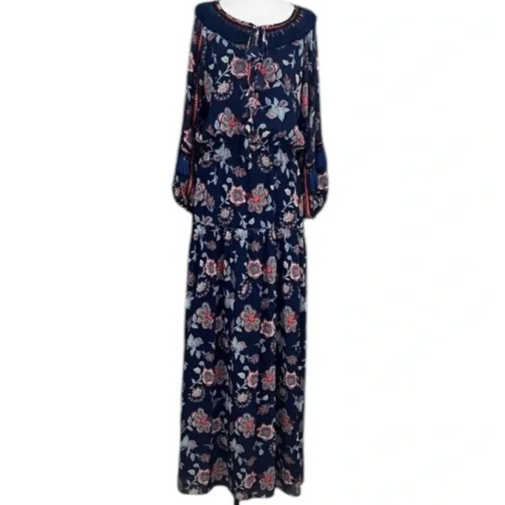 NWT Sachin & Babi Dalton Maxi Eastern Gouache Botanical Dress 0 $595 Blue Floral - Picture 8 of 8